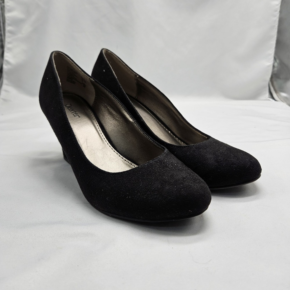 Dexter Women Black Faux Suede Wedge Heel Pumps Shoes 8.5